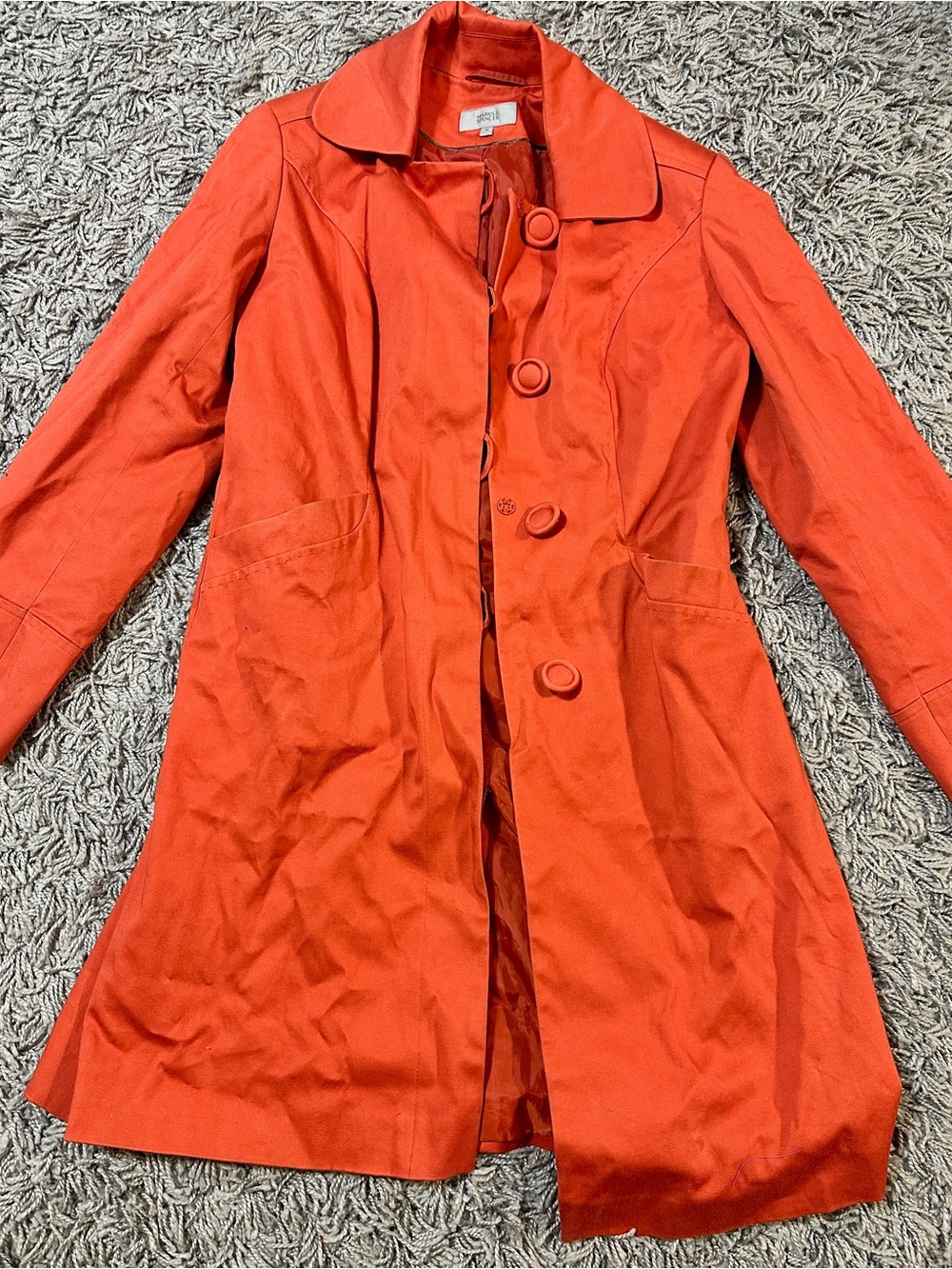 Marks & Spencer Vibrant Orange Single-Breasted Trench Coat